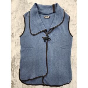 Krisztina‎ Nagy Sweater Vest Womens M Blue Asymmetric Tie Front Designer Boho
